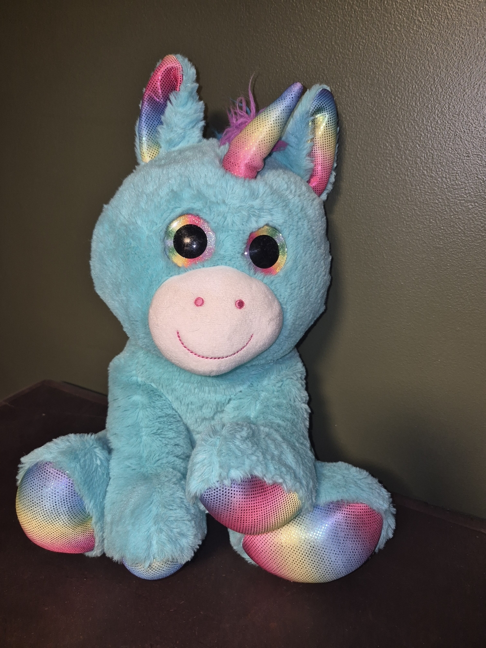 18" Spark Create Imagine Big Sparkly Eye Turquoise Unicorn Plush Stuffed Animal